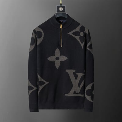 5034#L New Long-Sleeved Zip-Up Sweater, M-3XL, Black