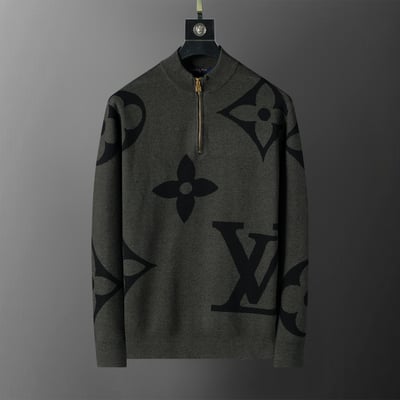 5034#L New Long-Sleeved Zip-Up Sweater, M-3XL, Gray